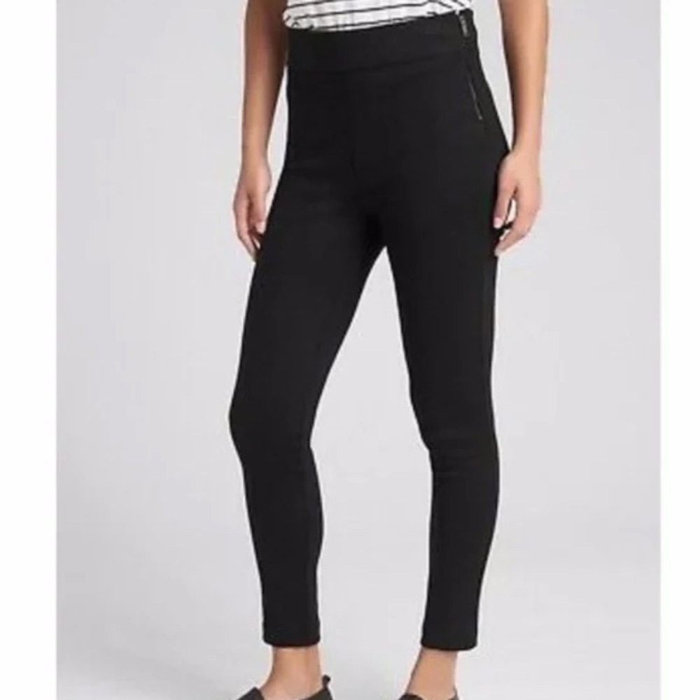 GAP Black Side Zipper Leggings 95%Cotton 5%Stretch Slimming Silhouette 28"Inseam
